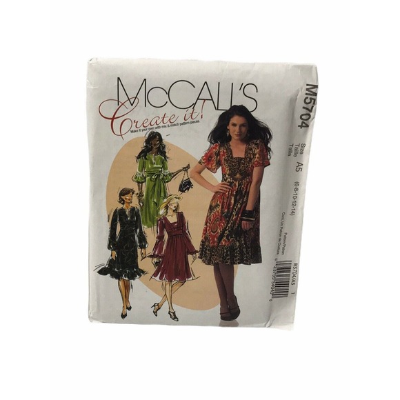 McCalls Pattern M5704 Create It! Dresses Boho Color Block Sz 6 8 10 12 14 Sewing - Picture 1 of 6